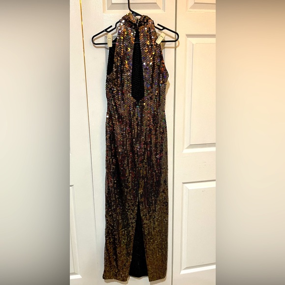 Adrianna Papell Evening Gown. Black lining with dark brown sequins. Size 8. - Picture 2 of 12